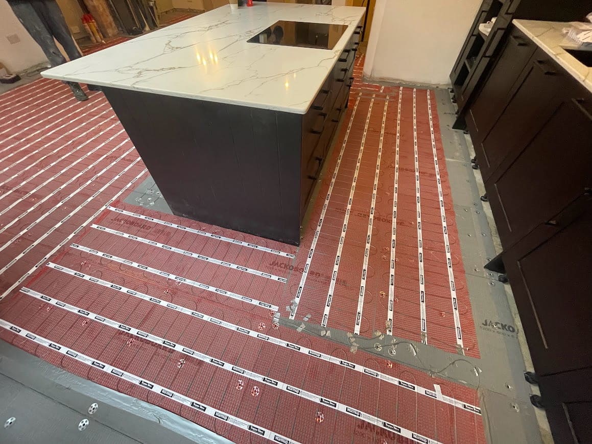 underfloor Heating in kitchen, manchester tiler.