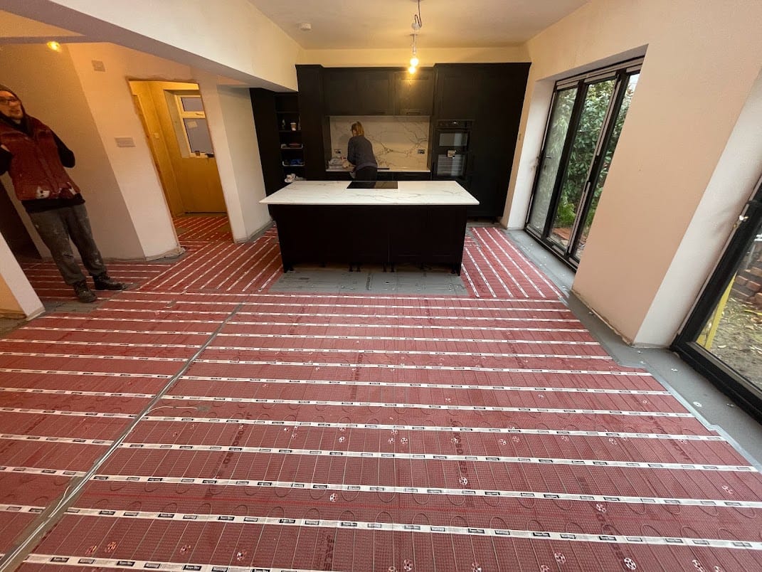 Underfloor Heating System installed in a kitchen.